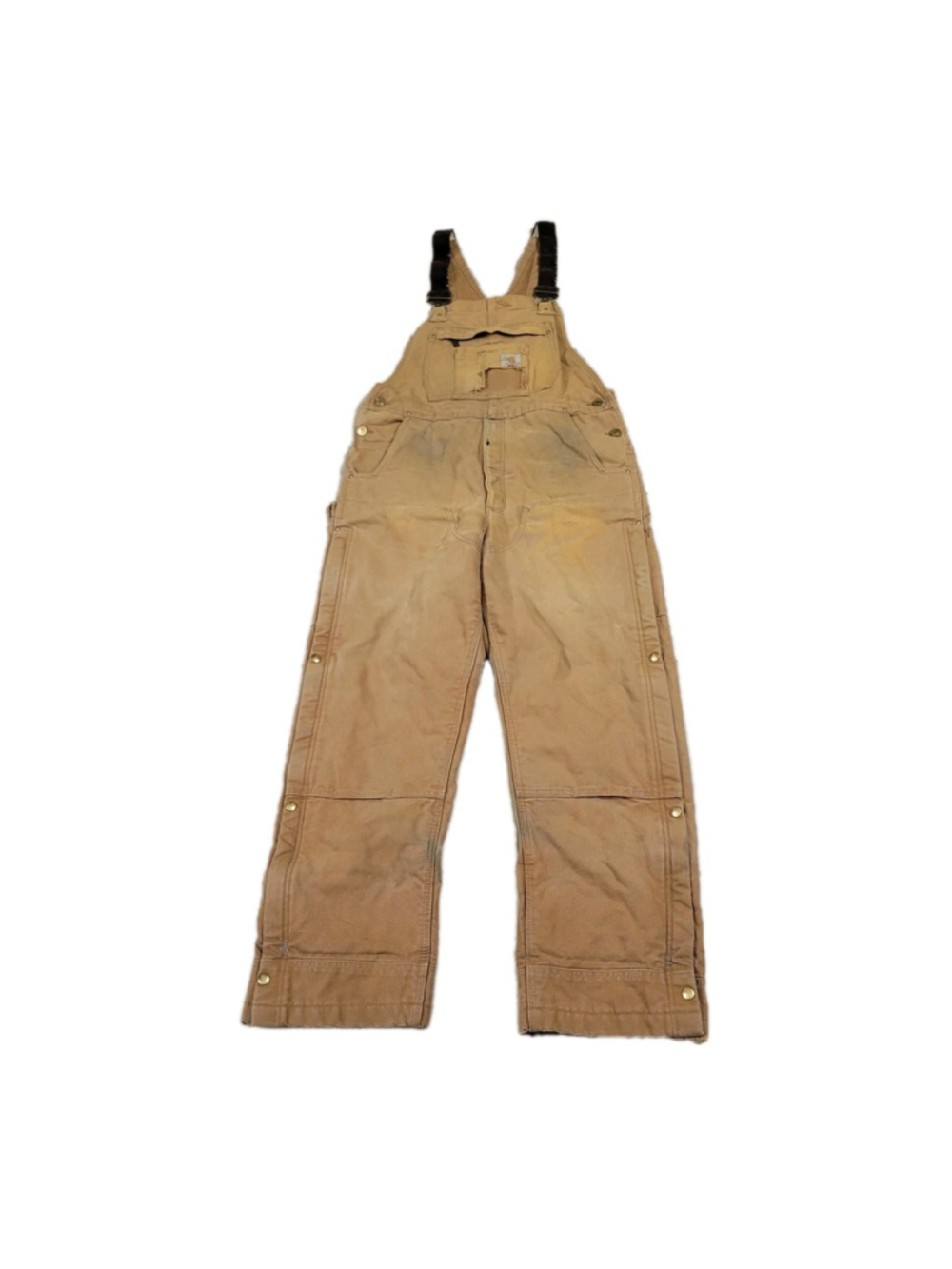 Carhartt Men's Bib Overalls Jumpsuit 104393-BRN Size Medium****Distressed *****
